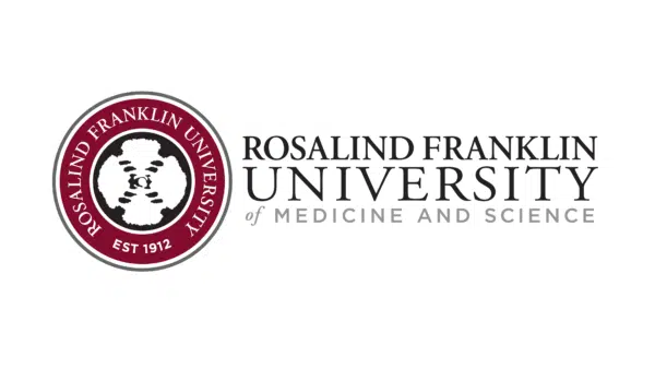 rosalind ranklin university, prescription pill bottle, girl smiling at laptop with pencil in hand, EKG interpretation, PCCN certification